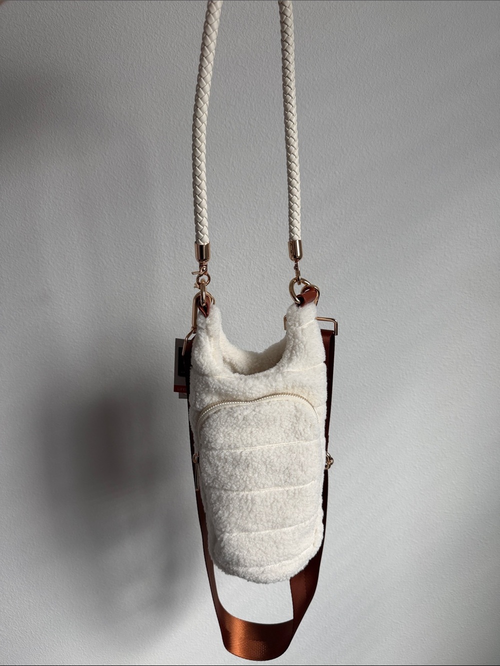 Women's Cream Sherpa Crossbody Bag - Unbranded